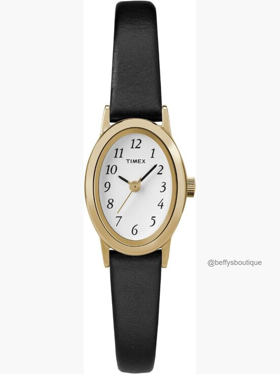Women\'s Oval Gold-Tone Watch with White Dial and Leather Strap main image 4